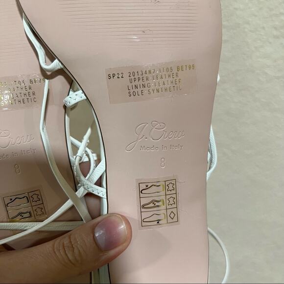 NEW J. Crew Italy ivory white strappy small kitten heel leather sandals - Picture 9 of 10